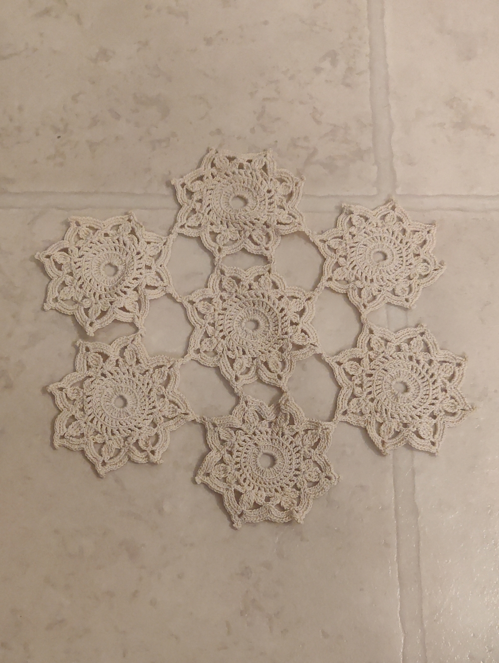 Vintage Handmade Fine Crochet Star Doilie Cream Shabby Chic Victorian Y2K Retro